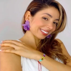 Conjunto orquídea Areta y Pulsera  peyote en miyuki