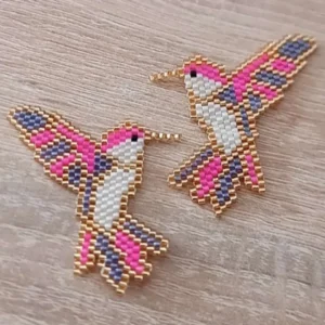 Aretas colibrí esmeralda peyote en miyuki