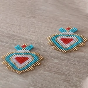 Aretas corazón con rombo peyote en miyuki
