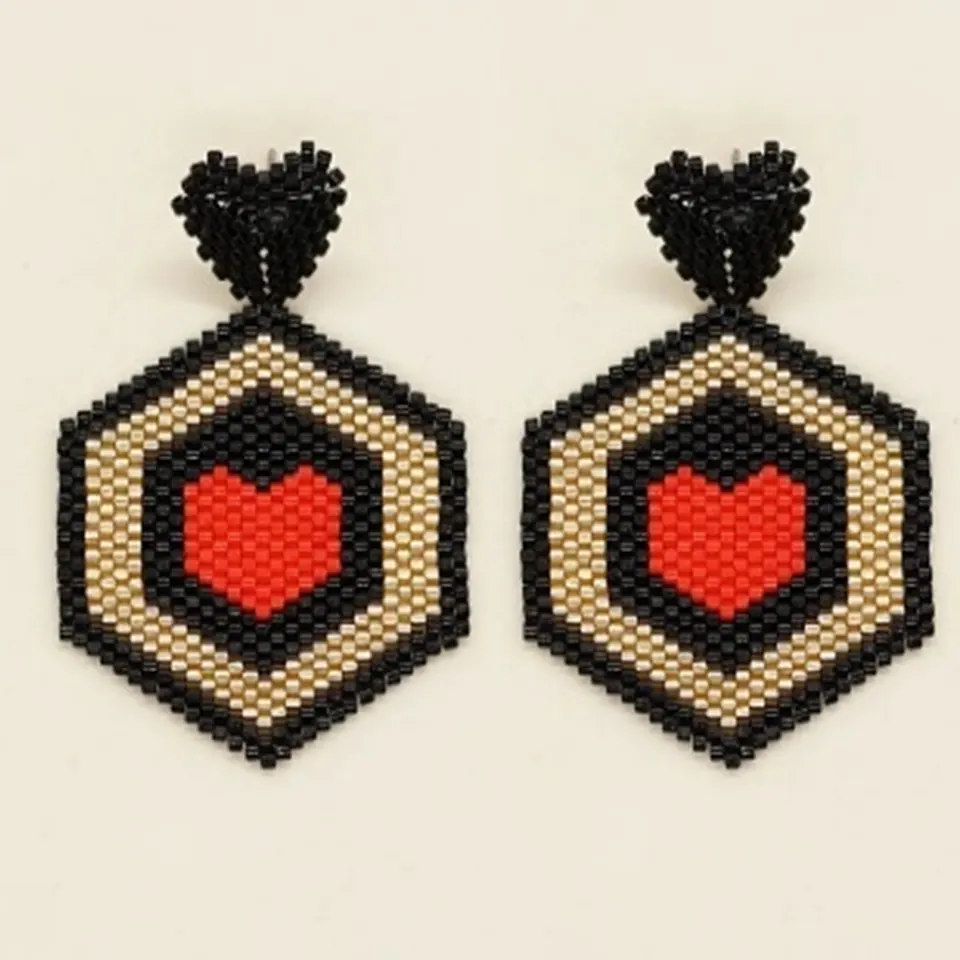 Aretas hexágono corazón peyote en miyuki