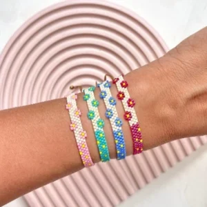 Pulsera flores peyote en miyuki