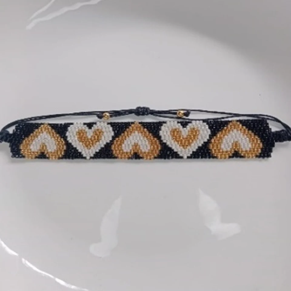 Pulsera corazón doble peyote en miyuki